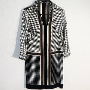 Ann Taylor XS Women’s Dress Cream Black Brown Geometric Print Like New